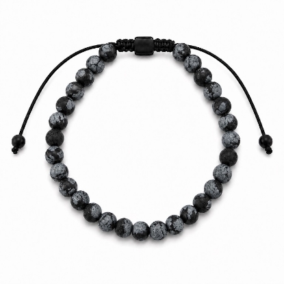 Billede af Gentleman's "Louis" armbånd stål m. ægte sten (21-25 cm)