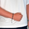Billede af Gentleman's "Louis" armbånd stål m. ægte sten (21-25 cm)