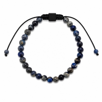 Billede af Gentleman's "Marinus" armbånd stål m. ægte sten (21-25 cm)