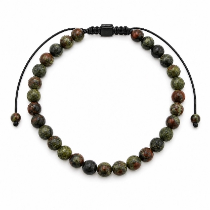Billede af Gentleman's "Thomas" armbånd stål m. ægte sten (21-25 cm)