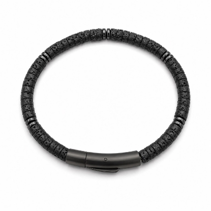 Billede af Gentleman's "Lance" armbånd stål m. ægte sten (18-21 cm)