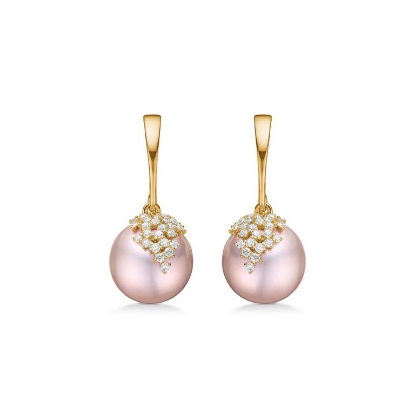 Billede af Mads Z "Chloé" øreringe 14 kt. guld m. 0,39 ct. w/si brillanter + kulturperler