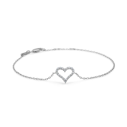 Billede af Mads Z armbånd 14 kt. hvid guld. "Tender Heart" m. 0,12 ct. W.SI (17-19cm)