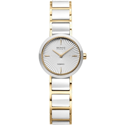 Billede af Bering Ceramic Diamond dameur hvid/gulddoublé 25mm 5bar