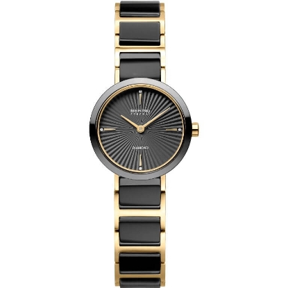 Billede af Bering Ceramic Diamond dameur sort/gulddoublé 25mm 5bar