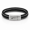 Billede af Gentleman's "Victor" armbånd sort læder (19,5-23 cm)