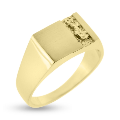 Billede af Herrering m. lukket bund m. plade 9*13mm m. råsølv 925s forgyldt