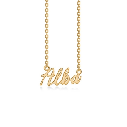 Billede af Studio Z "Name Tag - ALBA" halskæde forgyldt sølv (40-45 cm)