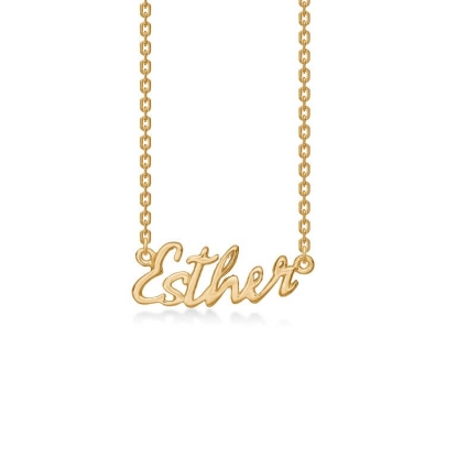 Billede af Studio Z "Name Tag - ESTHER" halskæde forgyldt sølv (40-45 cm)