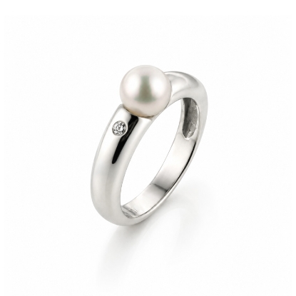 Billede af Ring m. fwp. 6-6½ m/m + brill. 0,03 w/pi 925s