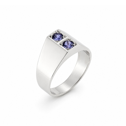 Billede af Ring m. 2*3½ mm syn sten 925s