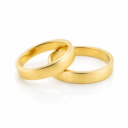 Billede af Vielses & Forlovelses ringe, firkantet profil 925 s. forgyldt (forgyldning vil blive slidt af ved brug !)