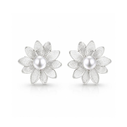 Billede af Ørestikker "Pearly Flowers" 925s sølv