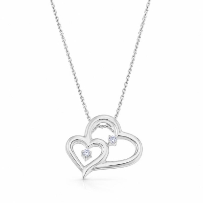 Billede af Vedhæng dobbelt hjerte i sølv m. zirkoniasten