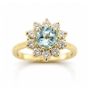 Billede af Rosetring akvamarin og 10 brillanter a 0,08 w/vs. 14 kt. guld