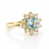 Billede af Rosetring akvamarin og 10 brillanter a 0,08 w/vs. 14 kt. guld