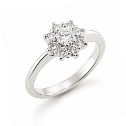 Billede af Rosetring i 14 kt. hvidguld med brillanter