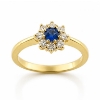 Billede af Rosetring blå safir 4,0mm + 8*0,04 w/vs 14 kt
