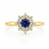 Billede af Rosetring blå safir 4,0mm + 8*0,04 w/vs 14 kt
