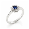Billede af Rosetring blå safir 4,0mm + 8*0,04 w/vs 14 kt. hvg.