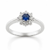 Billede af Rosetring blå safir 4,0mm + 8*0,04 w/vs 14 kt. hvg.