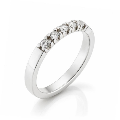 Billede af Allia. ring 14 kt. hvg. 5* 0,04 w/vs. (b.2,6 mm.,tyk.1,8 mm.)
