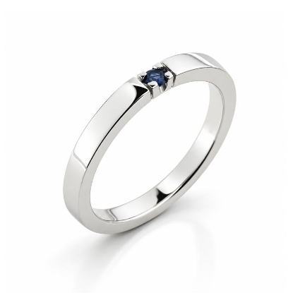 Billede af Alliancering m. 1*safir (ca. 0,04-0,05 ct.) 14 kt. hvidguld