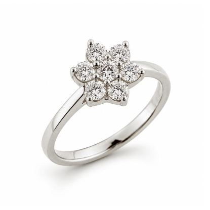 Billede af Rosetring med 7 brill. a 0,09 w/vs. 14 kt. hvg.