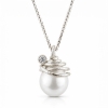 Billede af Vedhæng spiral af tråd til South Sea perle 14*16 mm. og brill. 0,10 w/vs. 14 kt. hvg.