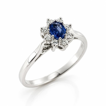 Billede af Sapphire Devotion ring i 14 kt. hvg. m. safir og brillanter