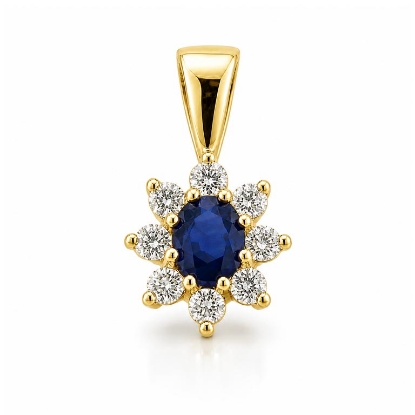 Billede af Sapphire Devotion vedhæng i 14 kt. m. safir og brillanter