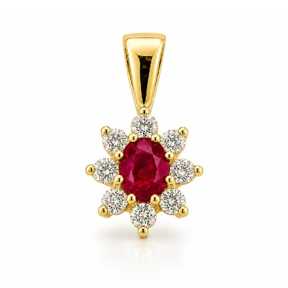 Billede af Ruby Devotion vedhæng i 14 kt. m. rubin og brillanter