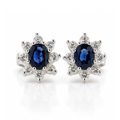 Billede af Sapphire Devotion øreringe i 14 kt. hvg. m. safir og brillanter