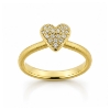 Billede af Ring hjerte, 18 brill. a 0,01 w/vs., massiv 14 kt. (hjertering)