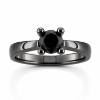 Billede af Lux Ring med sort brill. 1,00 ct. i sort rhodineret sølv