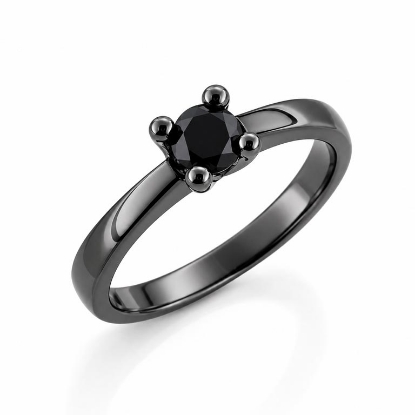 Billede af Lux Ring med sort brill. 0,50 ct. 14 kt. hvg. sort rhodineret
