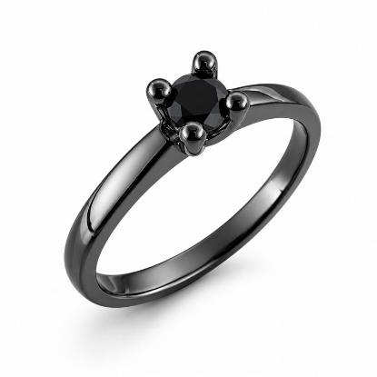 Billede af Lux Ring med sort brill. 0,25 ct. 14 kt. hvg. sort rhodineret
