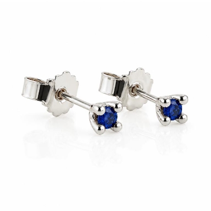 Billede af Lux øreringe m. safir, 4 grab. fatning, 2* 2,5 mm (ca. a 0,06 ct.) 925s