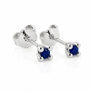 Billede af Lux øreringe m. safir, 4 grab. fatning, 2* 3,0 mm (ca. a 0,10 ct.) 14 kt. hvg.