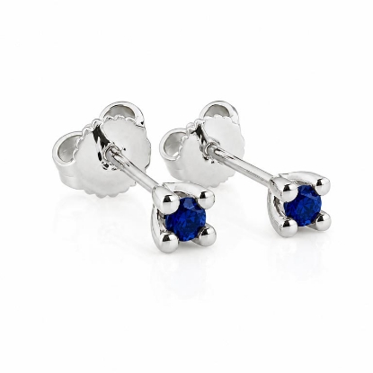 Billede af Lux øreringe m. safir, 4 grab. fatning, 2* 3,0 mm (ca. a 0,10 ct.) 14 kt. hvg.
