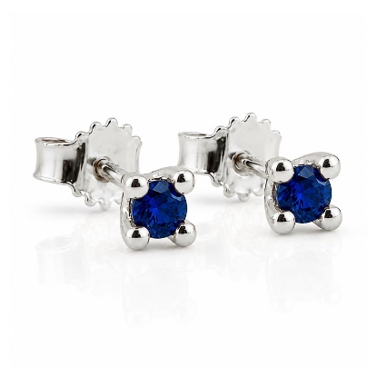 Billede af Lux øreringe m. safir, 4 grab. fatning, 2* 3,5 mm (ca. a 0,15 ct.) 14 kt. hvg.