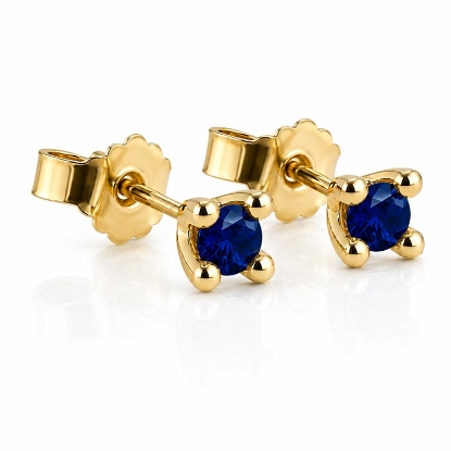 Billede af Lux øreringe m. safir, 4 grab. fatning, 2* 4,0 mm (ca. a 0,20 ct.) 14 kt. 