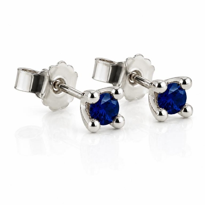 Billede af Lux øreringe m. safir, 4 grab. fatning, 2* 4,0 mm (ca. a 0,20 ct.) 14 kt. hvg.