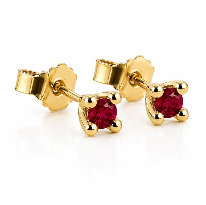 Billede af Lux øreringe m. rubin, 4 grab. fatning, 2* 4,5 mm. (ca. a 0,25 ct.) 14 kt. 