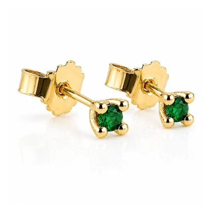 Billede af Lux øreringe m. smaragd, 4 grab. fatning, 2* 2,5 mm (ca. a 0,06 ct.) 14 kt.