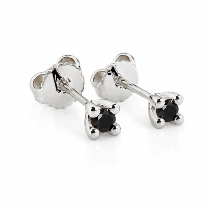 Billede af Lux øreringe m. sorte brill., 2* 0,10 ct., 4 grab. fatning, 14 kt. hvg.