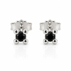 Billede af Lux øreringe m. sorte brill., 2* 0,10 ct., 4 grab. fatning, 14 kt. hvg.