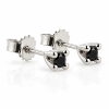 Billede af Lux øreringe m. sorte brill., 2* 0,15 ct., 4 grab. fatning, 14 kt. hvg.