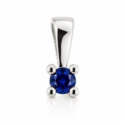 Billede af Lux vedhæng m. safir 3,0 mm. ca. 0,15 ct. 14 kt. hvg. 