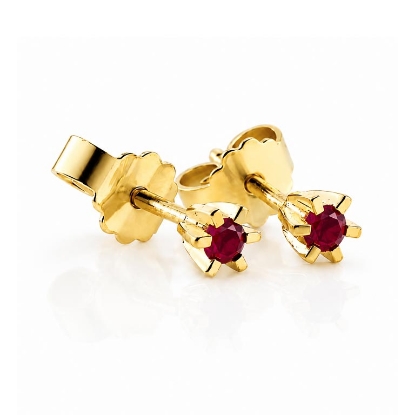 Billede af "Dreamy Ruby" øreringe m. rubin 2*2,5 mm (ca a 0,06 ct) i 14 kt